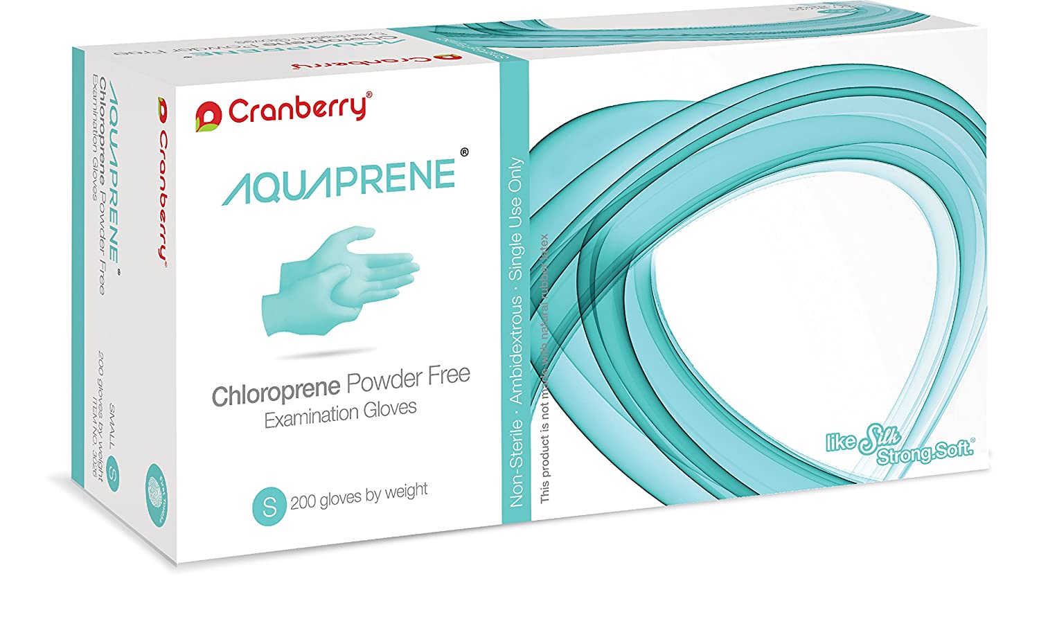 Cranberry CR3026 AquaPrene Chloroprene Examination Gloves Powder Free Small 200/Box Cranberry CR3026 AquaPrene Chloroprene Examination Gloves Powder Free Small 200/Box
